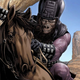 A warrior ape on a horse.